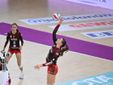 Scandicci-Uyba 3-1: alcune fasi del match (foto Lega Volley Femminile serie A)