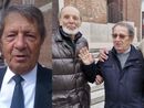 Giancarlo Macchi da solo e a destra in una foto con Angelo Prandoni ed Enrico Puricelli a una cerimonia alcuni anni fa