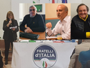 Laura Rogora mentre porta i saluti di Forza Italia al congresso di Fratelli d'Italia. Da sinistra: Orazio Tallarida, Alberto Riva e Gigi Farioli