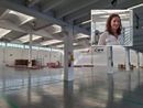 Il magazzino Swissport. Nel riquadro Marina Bottelli Il magazzino Swissport. Nel riquadro Marina Bottelli