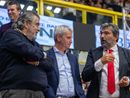 Da sinistra: Malerba, Galimberti e Pirola alla e-work Arena di Busto (foto Galbiati) Da sinistra: Malerba, Galimberti e Pirola alla e-work Arena di Busto (foto Galbiati)