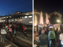 Manifestanti sui binari della stazione Fs e in piazza Garibaldi Manifestanti sui binari della stazione Fs e in piazza Garibaldi