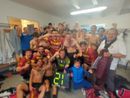 Uno dei momenti di gioia nei play off dell'Antoniana. Ora la promozione è realtà