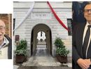 A sinistra Giavini, a destra Paglini: al centro il municipio &quot;vestito&quot; da patronale (foto da pagina Facebook Comune)