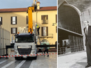 Camion sulla pavimentazione del centro: «Più cura per l’eredità di Richino Castiglioni»