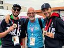 Roberto Bof, in mezzo a Lorenzo Bernard e Davide Plebani, medaglie di bronzo nell'inseguimento in tandem del ciclismo su pista