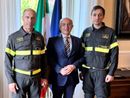 Da sinistra: Mario Abate, il prefetto Pasquariello e il nuovo comandante Ciro Bolognese
