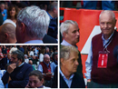 Giuseppe Pirola, presidente dell'Uyba, a colloquio con il sindaco Galimberti (sopra) e con Toto Bulgheroni (a destra), ma anche con Paolo Orrigoni, nella terza immagine - Foto Averna