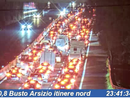 Le auto in coda in Autolaghi (foto dalle webcam di Autostrade per l'Italia)