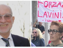 A sinistra: Fabio Limido. A destra: la moglie Marta Criscuolo durante la manifestazione di sabato
