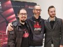 Emanuele Mattana (al centro) alla presentazione del film &quot;Inferno&quot; al cinema