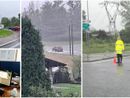 Nelle foto la situazione sulla provinciale del lago alla rotonda con via Corridoni (a destra e in alto a sinistra) e quella all'altezza del Porticciolo di Capolago (foto centrale)