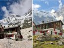DOUBLE FACE Il mitico rifugio Zamboni Zappa con la neve e senza: è situato a 2070 metri nella suggestiva conca prativa dell’Alpe Pedriola, ai piedi della parete est del Monte Rosa (4635m) nel comune Walser di Macugnaga