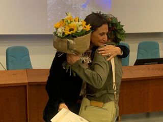 La rettrice Maria Pierro con Flora Ceruti, la mamma di Giulia Vanossi