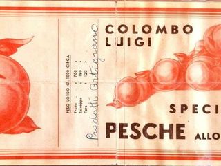 La storica etichetta delle pesche di Monate La storica etichetta delle pesche di Monate