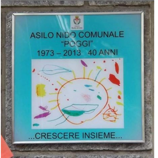 La targa celebrativa per i 40 anni del nido Poggi