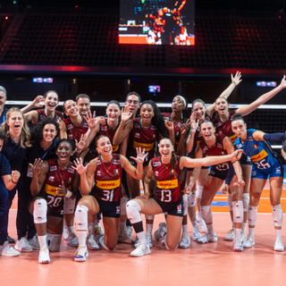 La festa della azzurre per la finale (foto Federvolley)
