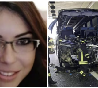 Domenica Russo e l'autobus dopo l'incidente dove la maestra di Sesto Calende ha perso la vita