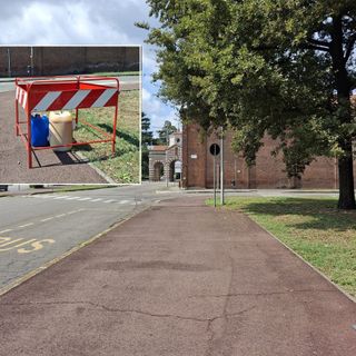 Nel riquadro, le taniche abbandonate nei pressi del parco delle Rimembranze