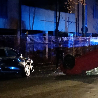 FOTO. Ribaltamento in via delle Ricordanze a Busto Arsizio