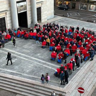 Il trenino sul sagrato della basilica