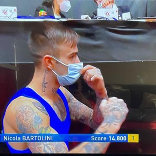 Nicola Bartolini, campione mondiale al corpo libero, in un'immagine divulgata dalla società