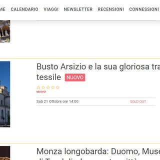 La pagina di &quot;milanoguida.com&quot; con il soldout della gita fuori porta a Busto Arsizio
