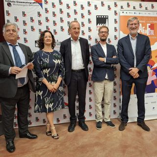 La conferenza stampa del festival in programma dal 28 settembre. Da sinistra, Alessandro Munari, Manuela Maffioli, Emanuele Antonelli, Giulio Sangiorgio e Gabriele Tosi