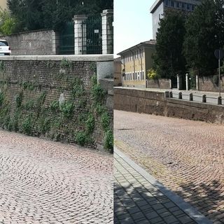 Il muraglione della Costalunga a Castellanza, prima e dopo l'intervento