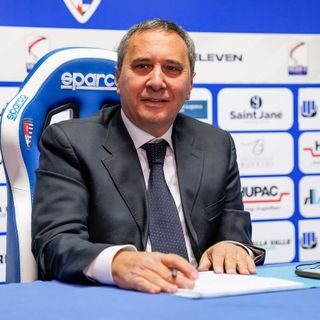 Domenico Citarella nella sala stampa della Pro Patria