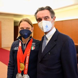 Attilio Fontana con Arianna Fontana, l'italiana più medagliata di sempre alle Olimpiadi Invernali
