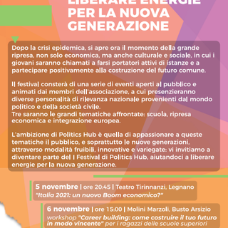 Con Politics Hub la prima edizione del Festival “Liberare energie per la nuova generazione”