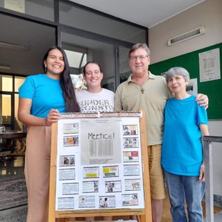 Una rappresentanza dell'equipe organizzativa per il campo Pime 2023: Maria, Alessandra, padre Castrese e  Daniela