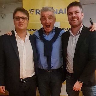 Nella foto, da sinistra: Fabrizio Francioni, Head of Comms for Italy, Michael O'Leary, Ryanair Group CEO, e Shane Carty, HR Director Malta Air
