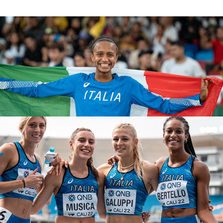 Marta Amani - foto courtesy Mateo/Fidal - e sotto Galuppi con le altre atlete della staffetta