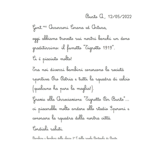 La lettera scritta dai piccoli della Bertacchi