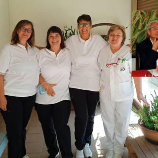 Le divise donate dagli Amici di Rossella con Gianni Maddaluno (nel riquadro). Sotto le foto anche di Rossella e Mary e di Gianni Gussoni