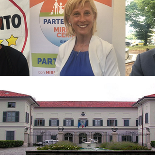 Da sinistra nella foto, i candidati sindaco di Castellanza: Alexandre Citati, Mirella Cerini e Angelo Soragni