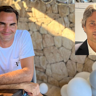 Federer in una foto del suo profilo ufficiale e Della Vedova, autore del messaggio