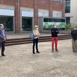 Un momento dell'incontro e sopralluogo a Castellanza