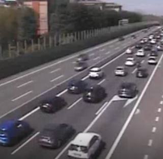 Le code nel tratto interessato dall'incidente (webcam Autostrade per l'Italia)