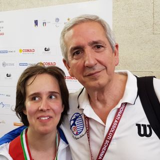 La schermista paralimpica Laura Tosetto e il maestro Giancarlo Toran