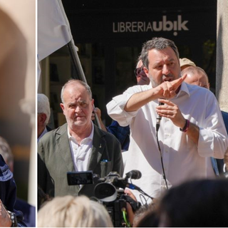 Da sinistra: Fontana, Calderoli, Salvini e Giorgetti