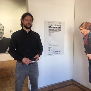 L'inaugurazione della mostra di Musazzi a Palazzo Leone da Perego e l'assessore Bragato