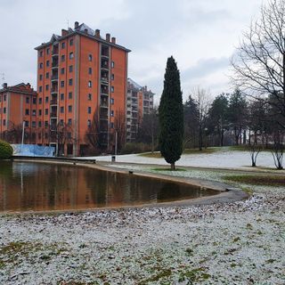 A Busto nessuno scenario da fiaba. Parchi leggermente tinti di bianco