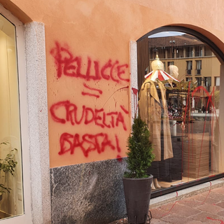 «Pellicce uguale crudeltà. Basta!». Vandali imbrattano negozio in pieno centro