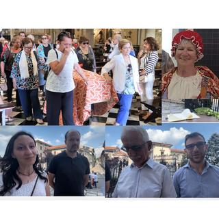 Il mantello sul feretro e la commozione per Piera Moroni - foto per cortesia di Giampietro Castignone -, e i saluti dopo la cerimonia