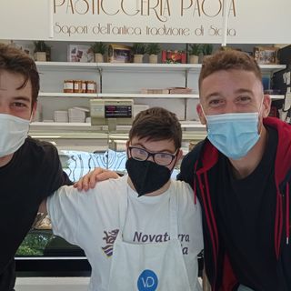 Daniele De Grandis con i tigrotti Pizzul e Saporetti