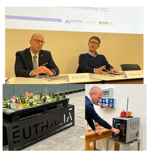 Andrea Bonfanti e Luca Corradini, sotto alcuni momenti di presentazione dell'attività di Euthalia