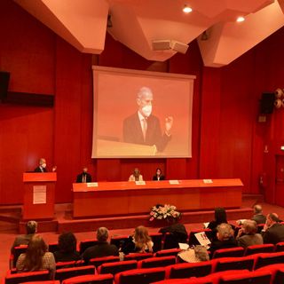Il presidente Santangelo durante il convegno Tomalab